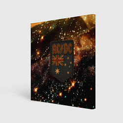 Холст квадратный ACDC в стиле нашивки, цвет: 3D-принт