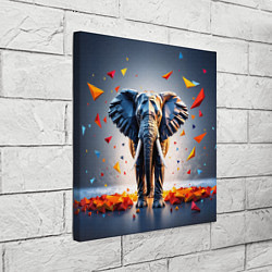 Холст квадратный Геометрический слон и цветные полигоны, цвет: 3D-принт — фото 2