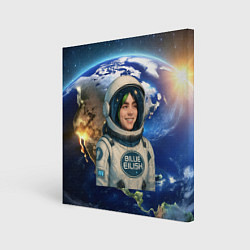 Холст квадратный Билли Айлиш в стиле космонавта, цвет: 3D-принт