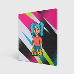 Холст квадратный Билли Айлиш в стиле мультфильма, цвет: 3D-принт