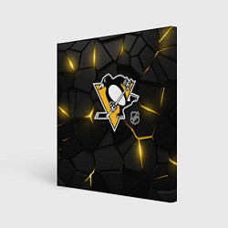 Холст квадратный Питтсбург Пингвинз - плиты с подсветкой, цвет: 3D-принт