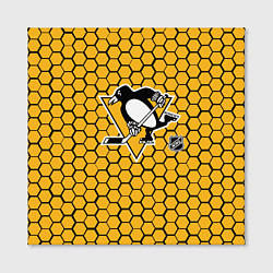 Холст квадратный Питтсбург Пингвинз - желтые соты, цвет: 3D-принт — фото 2