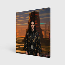 Картина квадратная Bones в халате с журавлями