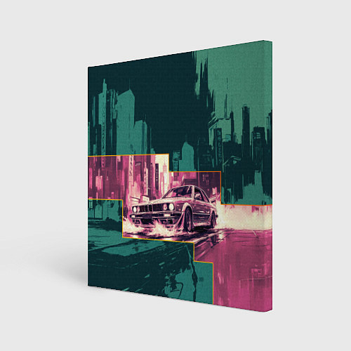 Картина квадратная Дрифтующий спорткар / 3D-принт – фото 1