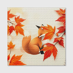Холст квадратный Лиса под осенними листьями, цвет: 3D-принт — фото 2