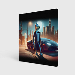 Холст квадратный Бендер с пистолетом - Нью-Йоркская мафия, цвет: 3D-принт