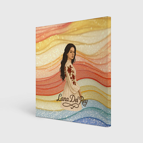 Картина квадратная Lana Del Rey в платье с цветами / 3D-принт – фото 1