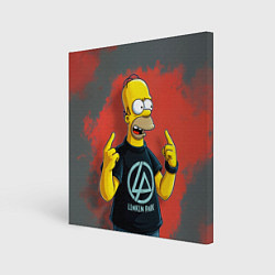 Холст квадратный Гомер в футболке Linkin Park, цвет: 3D-принт