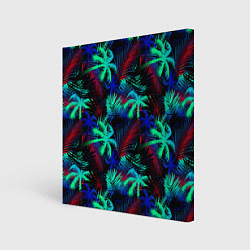 Холст квадратный Palm neon, цвет: 3D-принт
