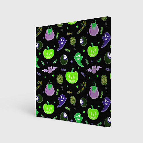 Картина квадратная Halloween black pumpkin pattern / 3D-принт – фото 1