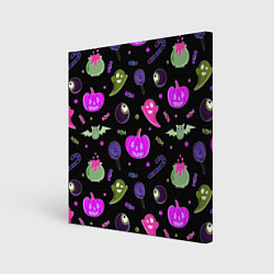 Картина квадратная Halloween pink black pumpkin
