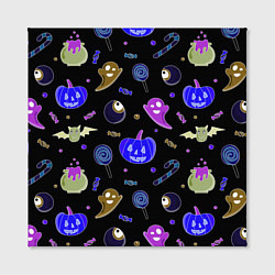 Холст квадратный Halloween blue black pumpkin, цвет: 3D-принт — фото 2