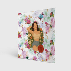 Картина квадратная Lana Del Rey в полевых цветах