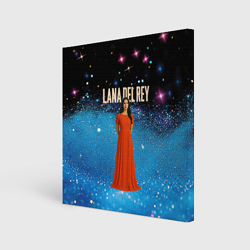Картина квадратная Lana Del Rey в оранжевом длинном платье / 3D-принт – фото 1