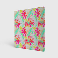 Холст квадратный Palm yellow pink, цвет: 3D-принт