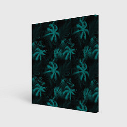 Картина квадратная Palm light blue dark