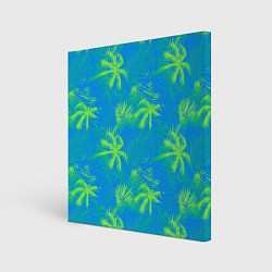 Холст квадратный Palm light green light blue, цвет: 3D-принт