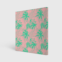 Картина квадратная Palm turquoise pink