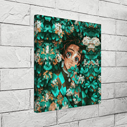 Холст квадратный Танджиро Demon slayer в цветах, цвет: 3D-принт — фото 2