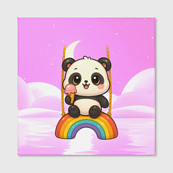 Холст квадратный Панда с мороженым качается на радуге, цвет: 3D-принт — фото 2