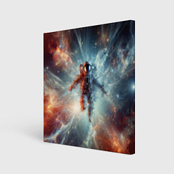 Холст квадратный Космонавт в космической туманности, цвет: 3D-принт