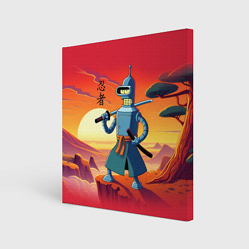 Картина квадратная Бендер ниндзя в Японском пейзаже / 3D-принт – фото 1