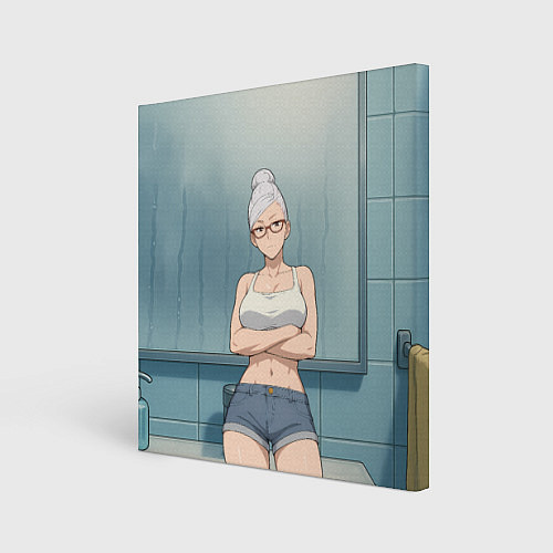 Картина квадратная Дандадан бабушка в ванной / 3D-принт – фото 1