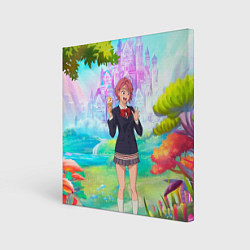 Холст квадратный Дандадан Сиратори Айра держит мороженое, цвет: 3D-принт