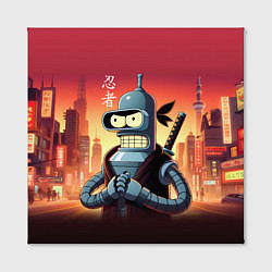 Холст квадратный Крутой ниндзя Бендер в ночном городе, цвет: 3D-принт — фото 2