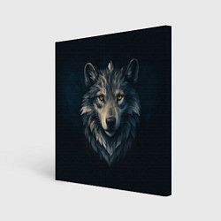Холст квадратный Пиксельная голова волка, цвет: 3D-принт