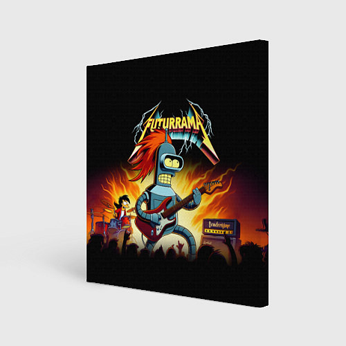 Картина квадратная Bender is a hard rock guitarist - Futurama / 3D-принт – фото 1
