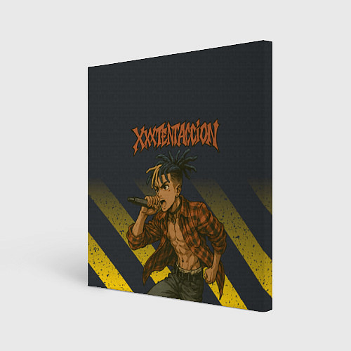 Картина квадратная XXXTentacion с микрофоном в аниме стиле / 3D-принт – фото 1