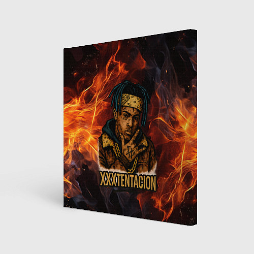 Картина квадратная XXXTentacion на фоне огня / 3D-принт – фото 1