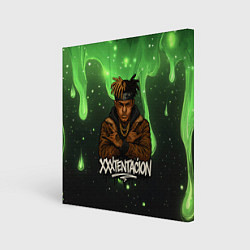 Холст квадратный XXXTentacion на фоне зеленой краски, цвет: 3D-принт