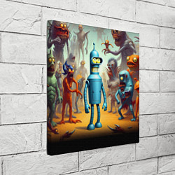 Холст квадратный Bender bending robot among the Monsters - ai art f, цвет: 3D-принт — фото 2