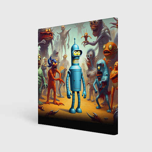 Картина квадратная Bender bending robot among the Monsters - ai art f / 3D-принт – фото 1