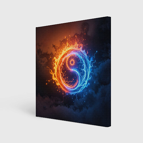 Картина квадратная Инь ян огонь и лёд / 3D-принт – фото 1