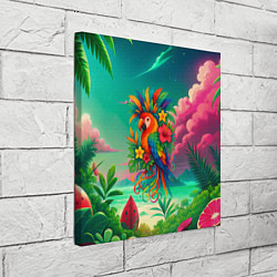 Холст квадратный Попугай и тропики, цвет: 3D-принт — фото 2