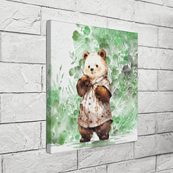 Холст квадратный Акварельный мишка, цвет: 3D-принт — фото 2