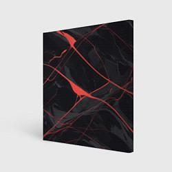 Картина квадратная Текстура мрамора с красными полосками