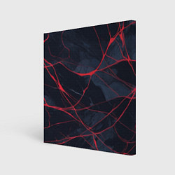 Холст квадратный Мраморные узоры из переплетений красных линий, цвет: 3D-принт