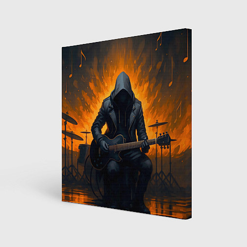 Картина квадратная Гитарист играющий в пламени / 3D-принт – фото 1