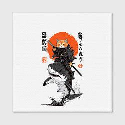 Холст квадратный Кот на акуле, цвет: 3D-принт — фото 2