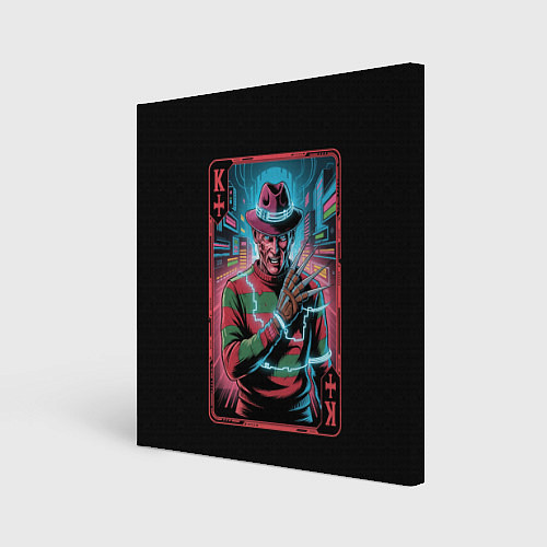 Картина квадратная Кибер Фредди Крюгер в Неоновом городе / 3D-принт – фото 1