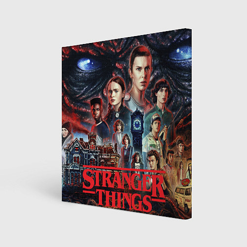 Картина квадратная Все герои из Stranger things / 3D-принт – фото 1