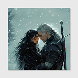 Холст квадратный Йеннифэр и Геральт в обнимку, цвет: 3D-принт — фото 2