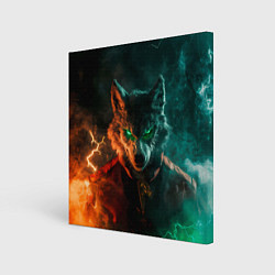 Холст квадратный Мифический волк в молниях, цвет: 3D-принт