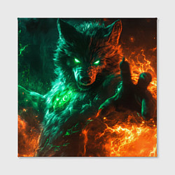 Холст квадратный Мифический волк в огне, цвет: 3D-принт — фото 2