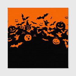 Холст квадратный Хэллоуин тыквы и призраки, цвет: 3D-принт — фото 2