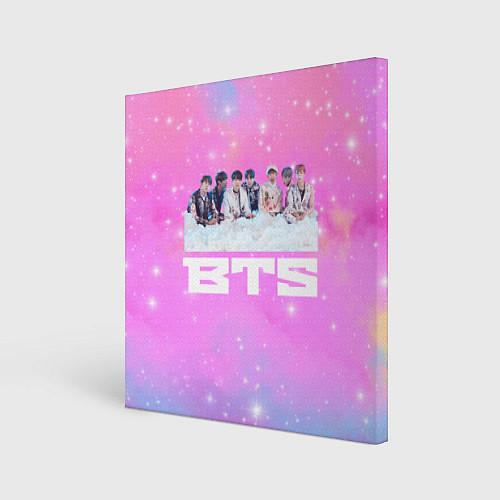 Картина квадратная BTS розовый фон со вспышками / 3D-принт – фото 1